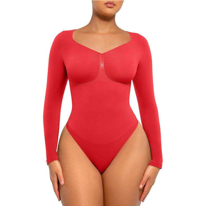 Seamless Shaping Long Sleeve Thong Comfortable Bodysuit for Tops and Underwear Lady Comfort Basic
