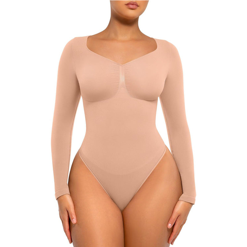 Seamless Shaping Long Sleeve Thong Comfortable Bodysuit for Tops and Underwear Lady Comfort Basic