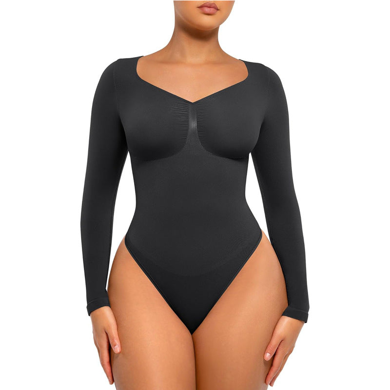 Seamless Shaping Long Sleeve Thong Comfortable Bodysuit for Tops and Underwear Lady Comfort Basic