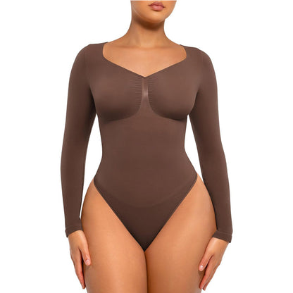 Seamless Shaping Long Sleeve Thong Comfortable Bodysuit for Tops and Underwear Lady Comfort Basic