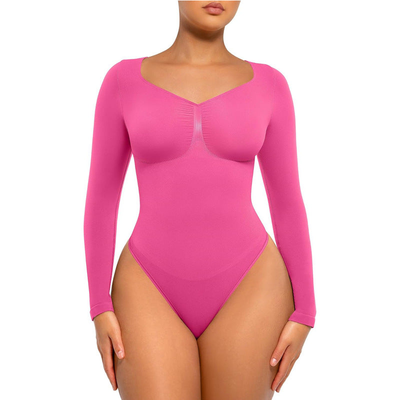Seamless Shaping Long Sleeve Thong Comfortable Bodysuit for Tops and Underwear Lady Comfort Basic